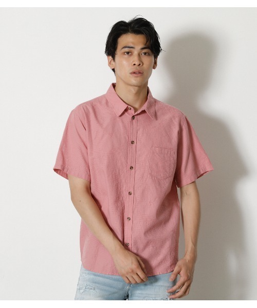 AZUL by moussy(アズールバイマウジー)の「SHADOW ALOHA SHIRT/シャドウアロハシャツ(シャツ/ブラウス・メンズ・ホワイト/ネイビー/ライトピンク・SMALL/MEDIUM/LARGE/X-LARGE)」の1枚目の写真