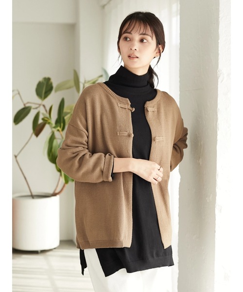 CRAFT STANDARD BOUTIQUE（クラフトスタンダードブティック）の「チャイナニットカーディガン　＊◇（カーディガン/ボレロ・レディース・ネイビー/アイボリー/モカ・FREE）」の4枚目の写真