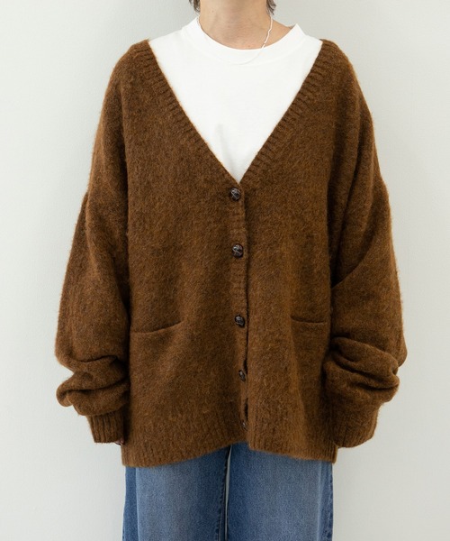 MUHET（ミュエータ）の「モヘア風カーディガン（カーディガン/ボレロ・レディース・ダークブラウン/パープル/ライトブラウン・SMALL/MEDIUM/LARGE）」の4枚目の写真