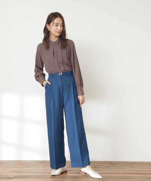 N.（N. Natural Beauty Basic）（エヌエヌナチュラルビューティーベーシック）の「◆ピンタックとろみブラウス（シャツ/ブラウス・レディース・オフホワイト/モカ/グリーン・MEDIUM）」の7枚目の写真