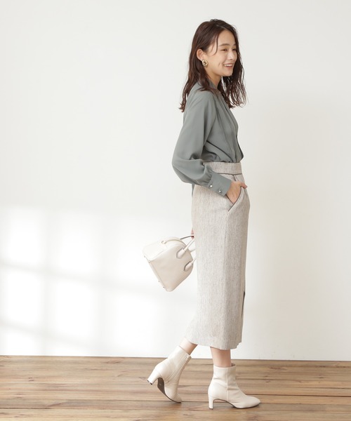 N.（N. Natural Beauty Basic）（エヌエヌナチュラルビューティーベーシック）の「◆ピンタックとろみブラウス（シャツ/ブラウス・レディース・オフホワイト/モカ/グリーン・MEDIUM）」の11枚目の写真