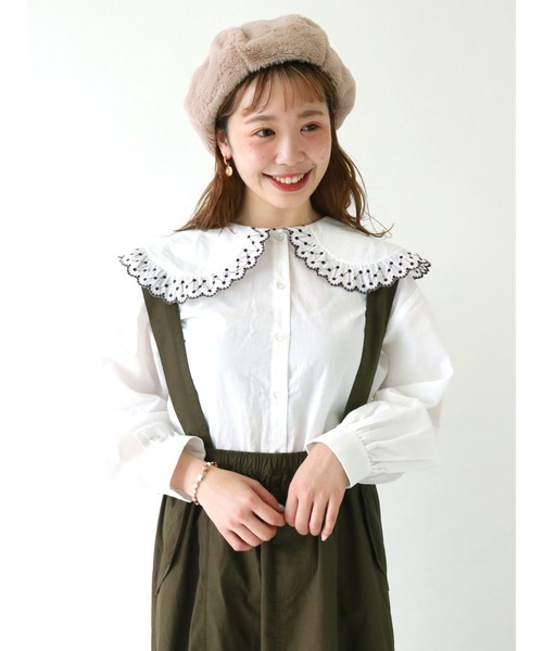 ehka sopo（エヘカソポ）の「ドットレース衿ブラウス（シャツ/ブラウス・レディース・ブラウン/ブラック/オフホワイト/グリーン・ﾌﾘ-）」の3枚目の写真