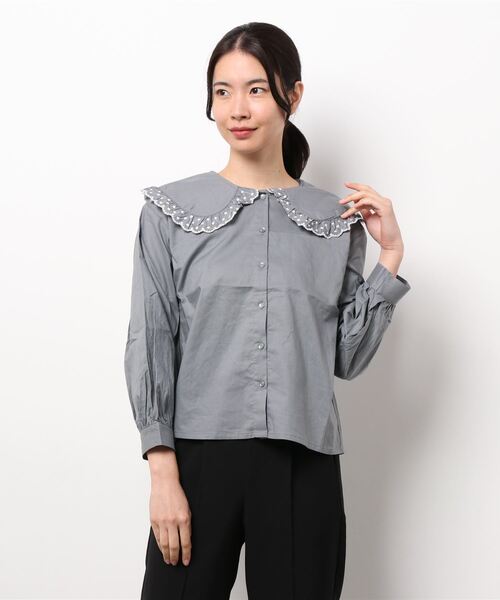 ehka sopo（エヘカソポ）の「ドットレース衿ブラウス（シャツ/ブラウス・レディース・ブラウン/ブラック/オフホワイト/グリーン・ﾌﾘ-）」の10枚目の写真