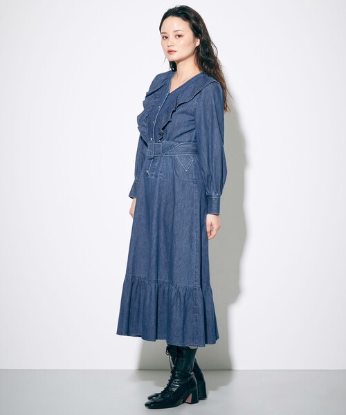 Diagram(ダイアグラム)の「ラッフルティアードワンピース(ワンピース・レディース・ブラック/インディゴブルー・36)」の5枚目の写真