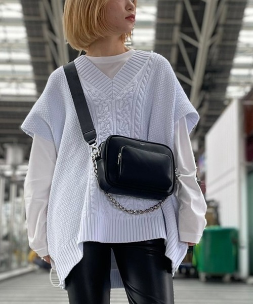 DANKE SCHON(ダンケシェーン)の「DankeSchon/ダンケシェーン/ZIPUP KNITT VEST/ジップニットベスト(ベスト・レディース・ホワイト/ブラック/カーキ・FREE)」の1枚目の写真