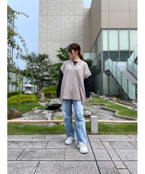 DANKE SCHON(ダンケシェーン)の「DankeSchon/ダンケシェーン/ZIPUP KNITT VEST/ジップニットベスト(ベスト・レディース・ホワイト/ブラック/カーキ・FREE)」の10枚目の写真