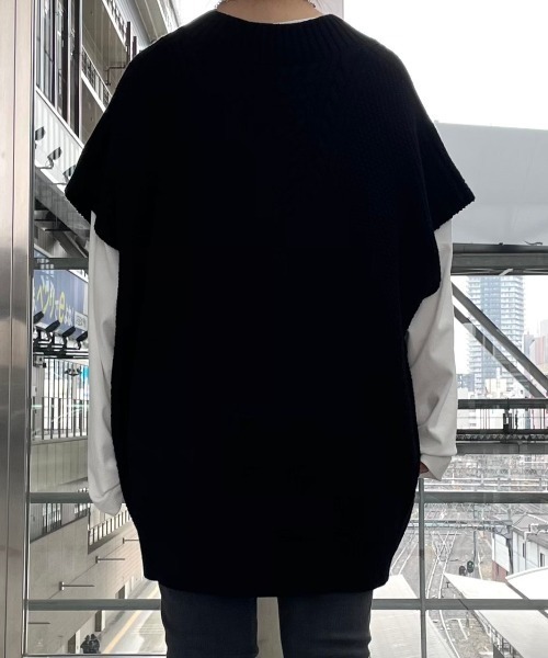 DANKE SCHON(ダンケシェーン)の「DankeSchon/ダンケシェーン/ZIPUP KNITT VEST/ジップニットベスト(ベスト・レディース・ホワイト/ブラック/カーキ・FREE)」の4枚目の写真