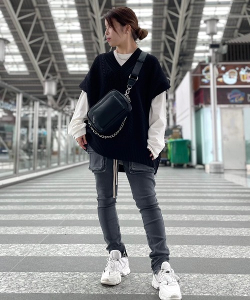 DANKE SCHON(ダンケシェーン)の「DankeSchon/ダンケシェーン/ZIPUP KNITT VEST/ジップニットベスト(ベスト・レディース・ホワイト/ブラック/カーキ・FREE)」の7枚目の写真