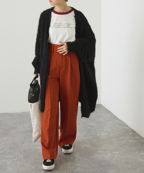 forksy.】センタープレス ハイウエストストレートスラックスパンツ