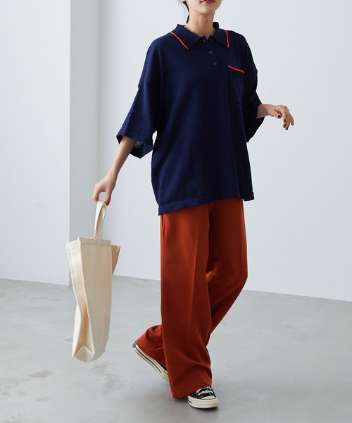 forksy.】センタープレス ハイウエストストレートスラックス