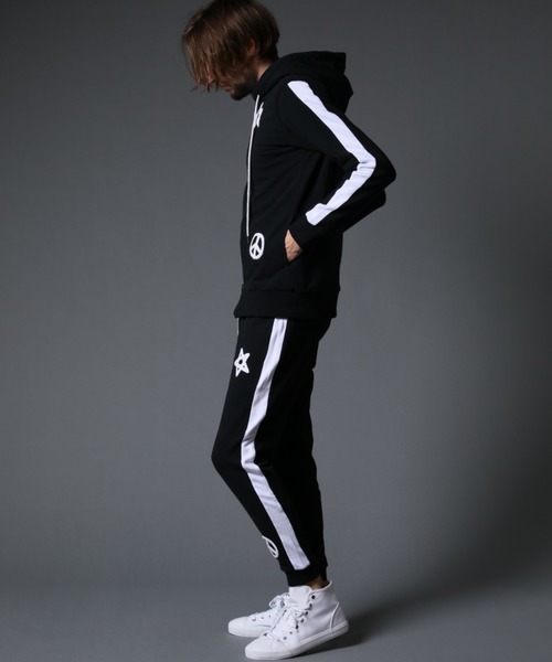 STUD MUFFIN（スタッドマフィン）の「STUD MUFFIN/スタッドマフィン/ストレッチベア裏毛 サガラパッチ＆ロゴ サイドライン リブパンツ（スウェットパンツ・メンズ・ブラック/グレー・2/4/3）」の7枚目の写真