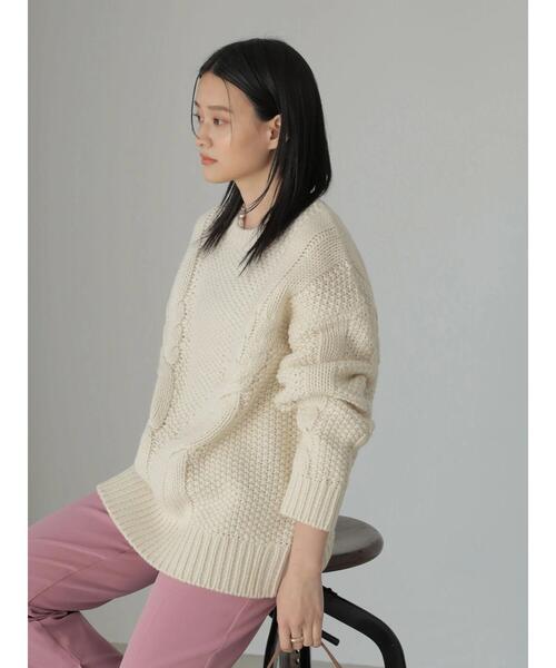 AMERICAN HOLIC(アメリカンホリック)の「斜めケーブルポコポコMixニットプルオーバー(ニット/セーター・レディース・レッド/アイボリー/ダークネイビー/ライトグレー系2・M/L)」の20枚目の写真