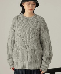 AMERICAN HOLIC | 斜めケーブルポコポコMixニットプルオーバー(ニット/セーター)
