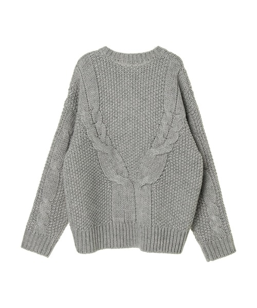 AMERICAN HOLIC(アメリカンホリック)の「斜めケーブルポコポコMixニットプルオーバー(ニット/セーター・レディース・レッド/アイボリー/ダークネイビー/ライトグレー系2・M/L)」の5枚目の写真