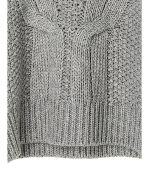 AMERICAN HOLIC(アメリカンホリック)の「斜めケーブルポコポコMixニットプルオーバー(ニット/セーター・レディース・レッド/アイボリー/ダークネイビー/ライトグレー系2・M/L)」の8枚目の写真