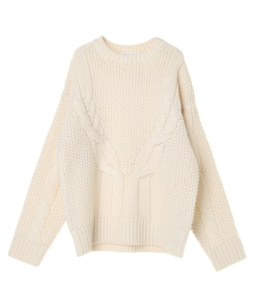 AMERICAN HOLIC(アメリカンホリック)の「斜めケーブルポコポコMixニットプルオーバー(ニット/セーター・レディース・レッド/アイボリー/ダークネイビー/ライトグレー系2・M/L)」の14枚目の写真