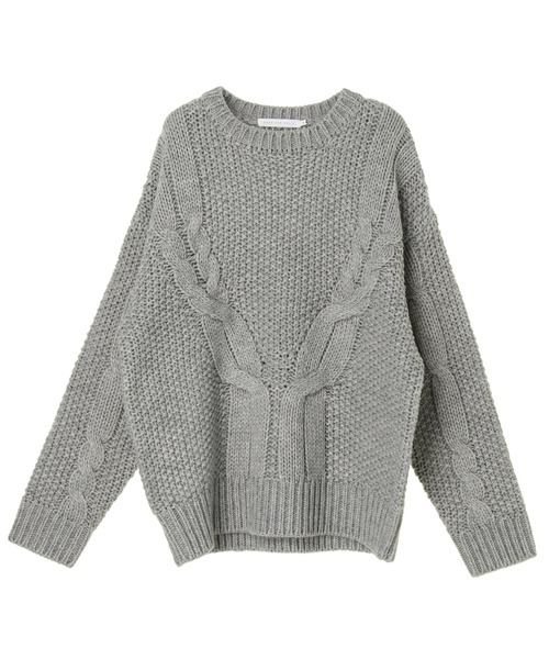 AMERICAN HOLIC(アメリカンホリック)の「斜めケーブルポコポコMixニットプルオーバー(ニット/セーター・レディース・レッド/アイボリー/ダークネイビー/ライトグレー系2・M/L)」の11枚目の写真