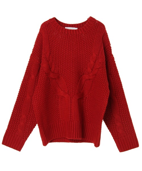 AMERICAN HOLIC(アメリカンホリック)の「斜めケーブルポコポコMixニットプルオーバー(ニット/セーター・レディース・レッド/アイボリー/ダークネイビー/ライトグレー系2・M/L)」の12枚目の写真