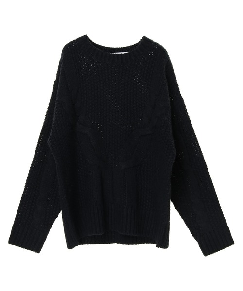 AMERICAN HOLIC(アメリカンホリック)の「斜めケーブルポコポコMixニットプルオーバー(ニット/セーター・レディース・レッド/アイボリー/ダークネイビー/ライトグレー系2・M/L)」の13枚目の写真