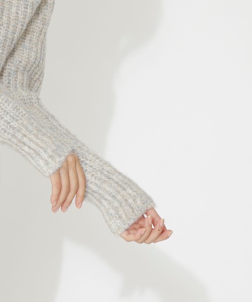 NATURAL BEAUTY BASIC（ナチュラルビューティーベーシック）の「メランジ片畦ニット（ニット/セーター・レディース・ベージュ系その他/グレー系その他/パープル系その他・MEDIUM）」の5枚目の写真