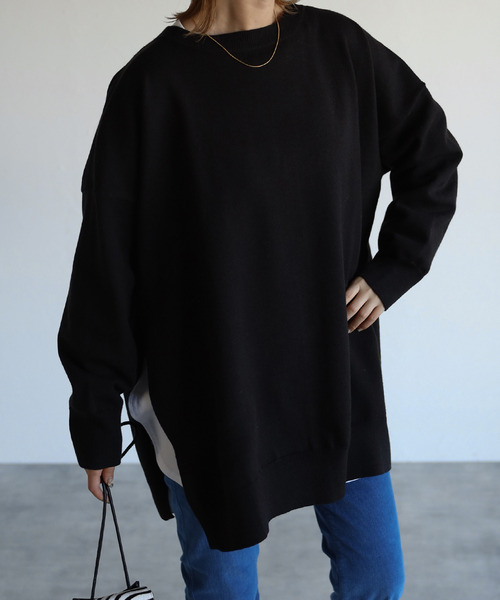 amini(アミニ)の「【2021-2022 A/W】バックボタンスリットニット(ニット/セーター・レディース・ライトブルー/ブラック/アイボリー/モスグリーン・MEDIUM)」の8枚目の写真