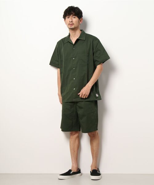 セットアップ 開襟シャツ ハーフパンツ 上下セット 半袖 セール】【FRUIT OF THE LOOM】開襟シャツセットアップ/半袖