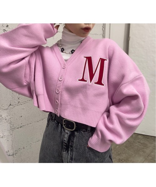 WC(ダブル シー)の「イニシャルロゴカーデ(カーディガン/ボレロ・レディース・ホワイト/ブラック/グリーン/ピンク・FREE)」の4枚目の写真