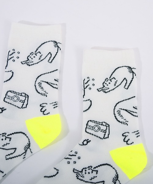 POU DOU DOU（プードゥドゥ）の「Favoris線画ジャガードソックス（ソックス/靴下・レディース・ブラック/オフホワイト/ブルー/ブラウン/ライトブルー・8/3）」の6枚目の写真
