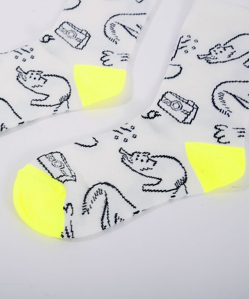 POU DOU DOU（プードゥドゥ）の「Favoris線画ジャガードソックス（ソックス/靴下・レディース・ブラック/オフホワイト/ブルー/ブラウン/ライトブルー・8/3）」の7枚目の写真