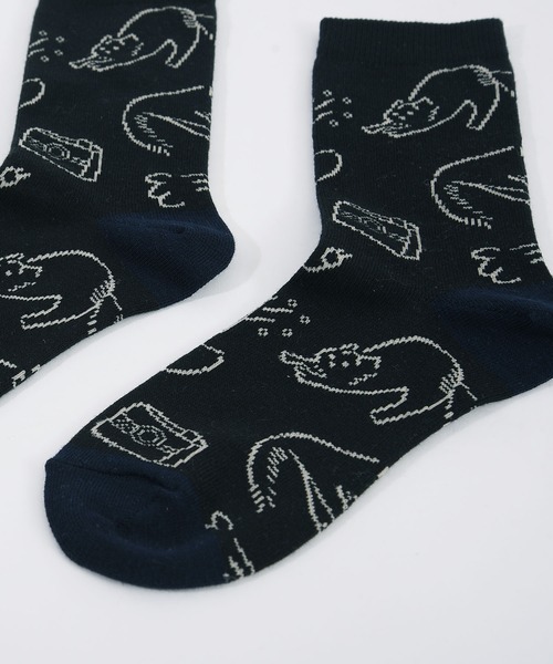 POU DOU DOU（プードゥドゥ）の「Favoris線画ジャガードソックス（ソックス/靴下・レディース・ブラック/オフホワイト/ブルー/ブラウン/ライトブルー・8/3）」の10枚目の写真