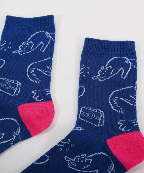 POU DOU DOU（プードゥドゥ）の「Favoris線画ジャガードソックス（ソックス/靴下・レディース・ブラック/オフホワイト/ブルー/ブラウン/ライトブルー・8/3）」の12枚目の写真