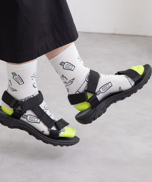 POU DOU DOU（プードゥドゥ）の「Favoris線画ジャガードソックス（ソックス/靴下・レディース・ブラック/オフホワイト/ブルー/ブラウン/ライトブルー・8/3）」の15枚目の写真