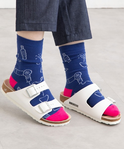 POU DOU DOU（プードゥドゥ）の「Favoris線画ジャガードソックス（ソックス/靴下・レディース・ブラック/オフホワイト/ブルー/ブラウン/ライトブルー・8/3）」の16枚目の写真