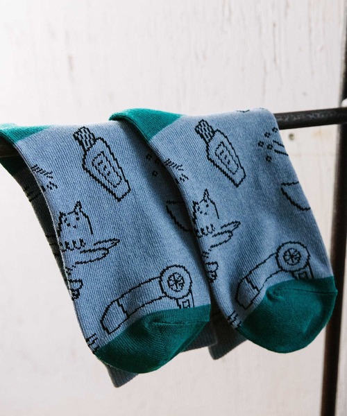 POU DOU DOU（プードゥドゥ）の「Favoris線画ジャガードソックス（ソックス/靴下・レディース・ブラック/オフホワイト/ブルー/ブラウン/ライトブルー・8/3）」の21枚目の写真