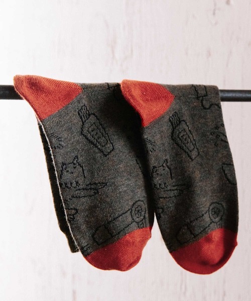 POU DOU DOU（プードゥドゥ）の「Favoris線画ジャガードソックス（ソックス/靴下・レディース・ブラック/オフホワイト/ブルー/ブラウン/ライトブルー・8/3）」の22枚目の写真