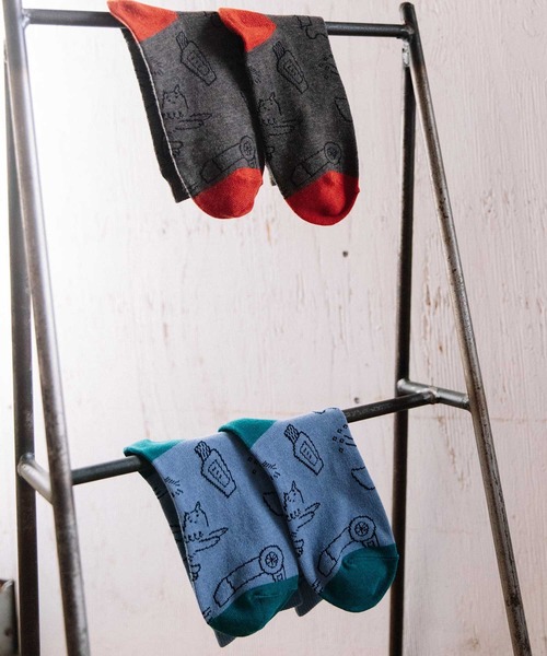 POU DOU DOU（プードゥドゥ）の「Favoris線画ジャガードソックス（ソックス/靴下・レディース・ブラック/オフホワイト/ブルー/ブラウン/ライトブルー・8/3）」の19枚目の写真