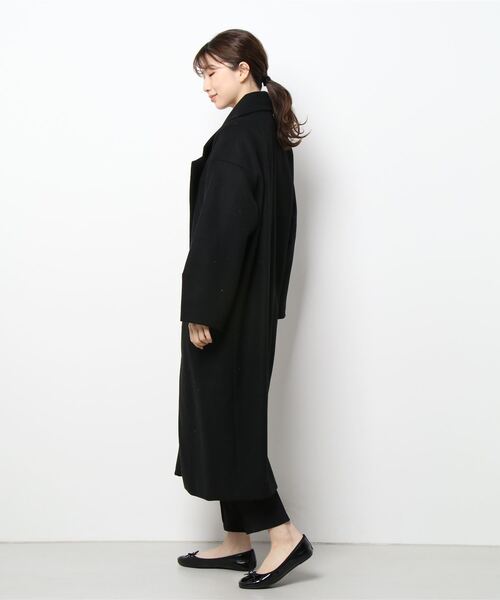 frames RAY CASSIN（フレームスレイカズン）の「ＦＩ　ニットモッサ　袖タックチェスターコート②（チェスターコート・レディース・ブラック・FREE）」の2枚目の写真