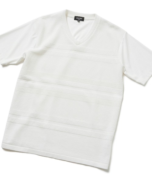 MEN'S BIGI（メンズビギ）の「ハイツイストコットン VネックTシャツ（Tシャツ/カットソー・メンズ・ホワイト/ブラック/ブルー・01/02/03）」の2枚目の写真