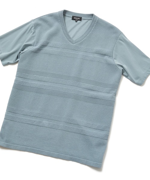 MEN'S BIGI（メンズビギ）の「ハイツイストコットン VネックTシャツ（Tシャツ/カットソー・メンズ・ホワイト/ブラック/ブルー・01/02/03）」の3枚目の写真
