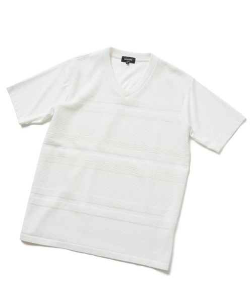 MEN'S BIGI（メンズビギ）の「ハイツイストコットン VネックTシャツ（Tシャツ/カットソー・メンズ・ホワイト/ブラック/ブルー・01/02/03）」の13枚目の写真