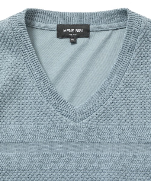 MEN'S BIGI（メンズビギ）の「ハイツイストコットン VネックTシャツ（Tシャツ/カットソー・メンズ・ホワイト/ブラック/ブルー・01/02/03）」の19枚目の写真