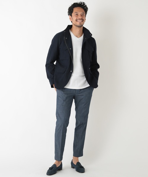 MEN'S BIGI（メンズビギ）の「ハイツイストコットン VネックTシャツ（Tシャツ/カットソー・メンズ・ホワイト/ブラック/ブルー・01/02/03）」の7枚目の写真