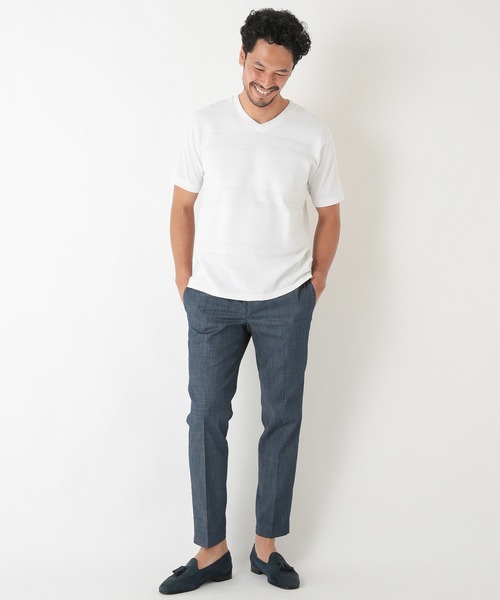 MEN'S BIGI（メンズビギ）の「ハイツイストコットン VネックTシャツ（Tシャツ/カットソー・メンズ・ホワイト/ブラック/ブルー・01/02/03）」の10枚目の写真