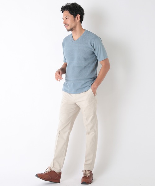 MEN'S BIGI（メンズビギ）の「ハイツイストコットン VネックTシャツ（Tシャツ/カットソー・メンズ・ホワイト/ブラック/ブルー・01/02/03）」の12枚目の写真
