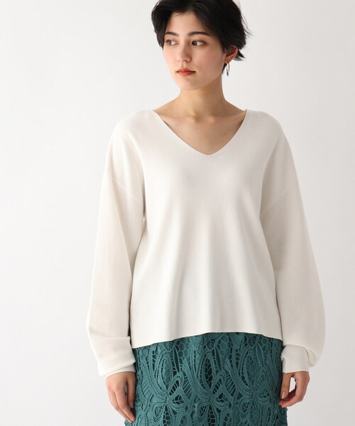 OPAQUE.CLIP（オペークドットクリップ）の「◆【CORCORAN】ピマコットン ボリュームスリーブニット（ニット/セーター・レディース・ブルー/ライトパープル/黄緑系/グリーン/ホワイト系/ブラック・38/42/36/40）」の7枚目の写真