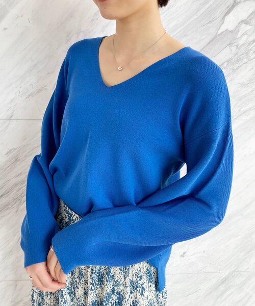 OPAQUE.CLIP（オペークドットクリップ）の「◆【CORCORAN】ピマコットン ボリュームスリーブニット（ニット/セーター・レディース・ブルー/ライトパープル/黄緑系/グリーン/ホワイト系/ブラック・38/42/36/40）」の5枚目の写真