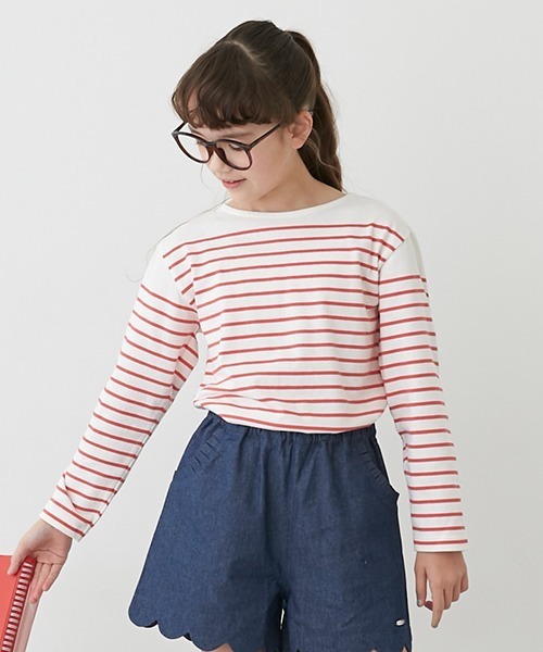 Lycee mine（リセマイン）の「【リンク】パネルボーダーT（Tシャツ/カットソー・キッズ・レッド/ブルー/エメラルド・S/M）」の3枚目の写真