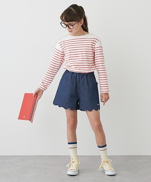 Lycee mine（リセマイン）の「【リンク】パネルボーダーT（Tシャツ/カットソー・キッズ・レッド/ブルー/エメラルド・S/M）」の13枚目の写真