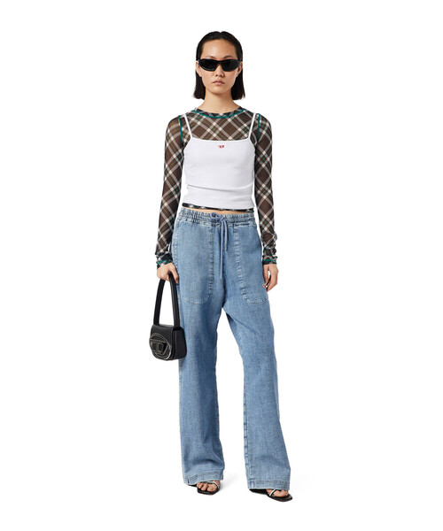 【DIESEL】シースルー チェック柄 長袖トップス※新品※ DIESEL（ディーゼル）の「レディース シースルー チェック柄