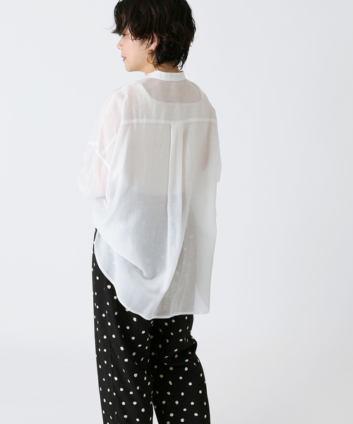 B.C STOCK（ベーセーストック）の「シアースタンドシャツ◆（シャツ/ブラウス・レディース・ホワイト/ブラウン/ブルー系その他・FREE）」の10枚目の写真